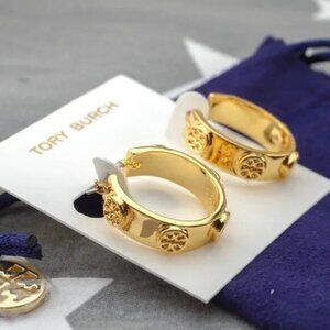 Tory Burch Miller Stud Huggie Hoop Earrings